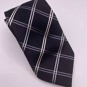 Donald J. Trump Black and Silver Plaid Men's Tie small stain see pictures